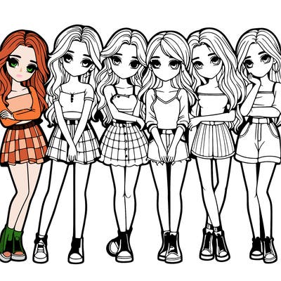 a group of girls realistic