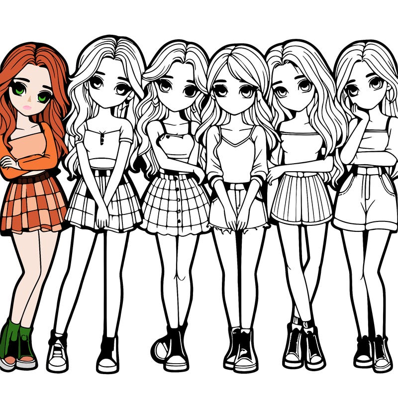 a group of girls realistic