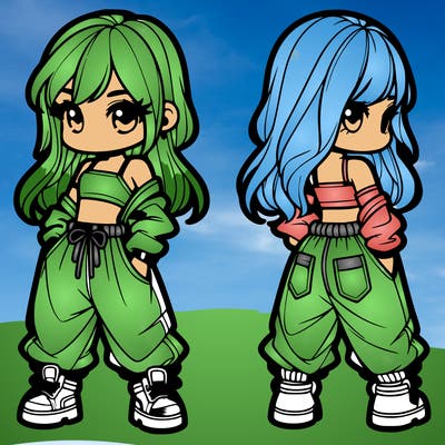 girl in crop top and baggy pants