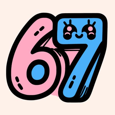 the numbers 67