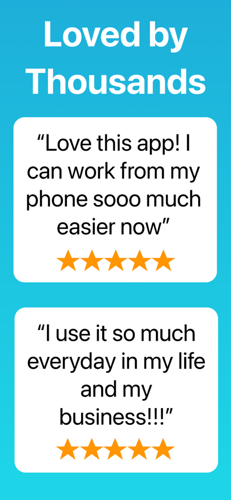 WordBoard: Copy Paste Keyboard - Two positive five star user reviews for the WordBoard app showing it is loved by thousands for business and daily life.