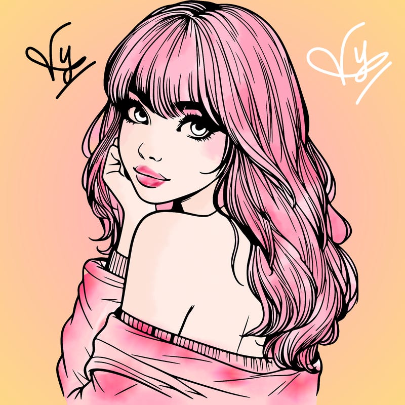 realistic girl with bangs looking over her shoulder