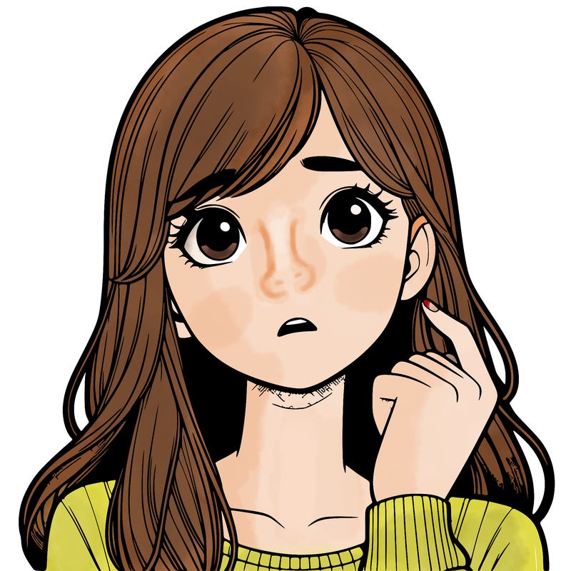 realistic girl who looks kinda confused