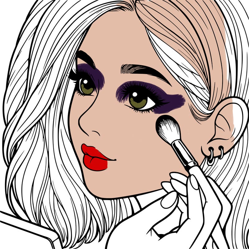 a realistic girl doing her makeup