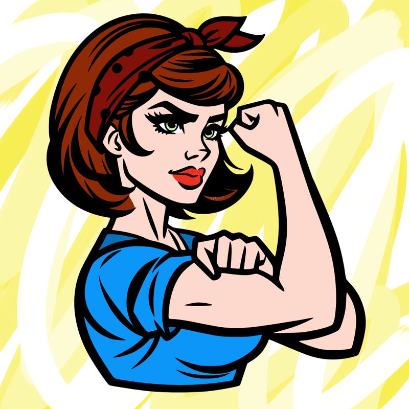 strong woman with a 60s american ad style