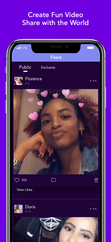 A screenshot of the Coco app social feed showing a user profile and shared photo content with creative filters.