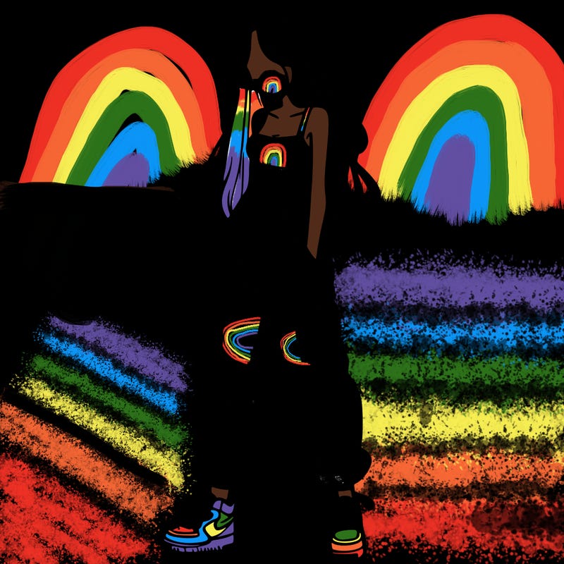 girl in baggy pants crop top and long hair