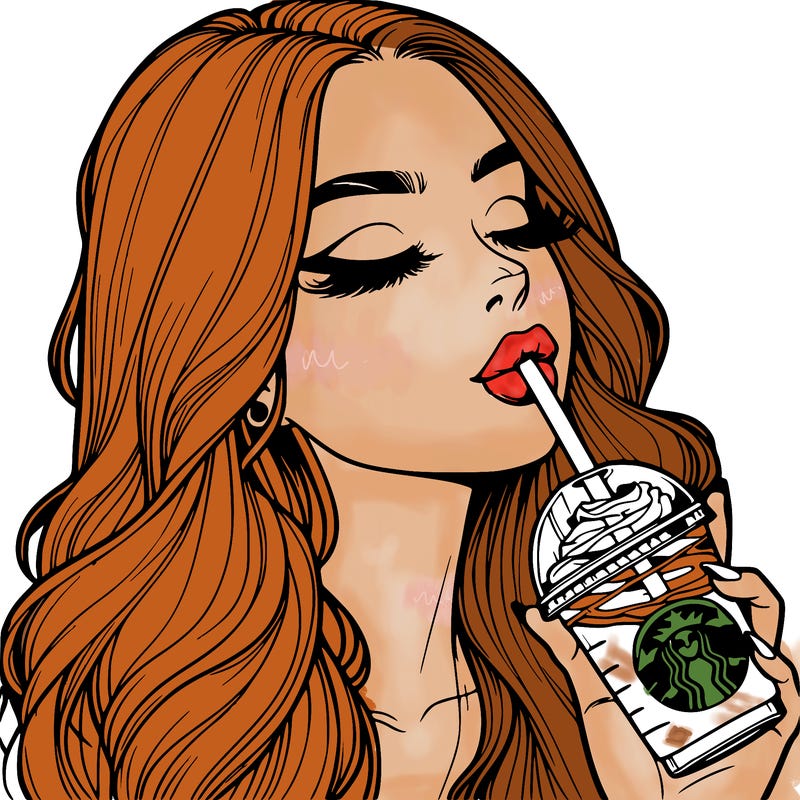 realistic girl drinking starbucks