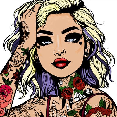 realistic girl with tattoos all over