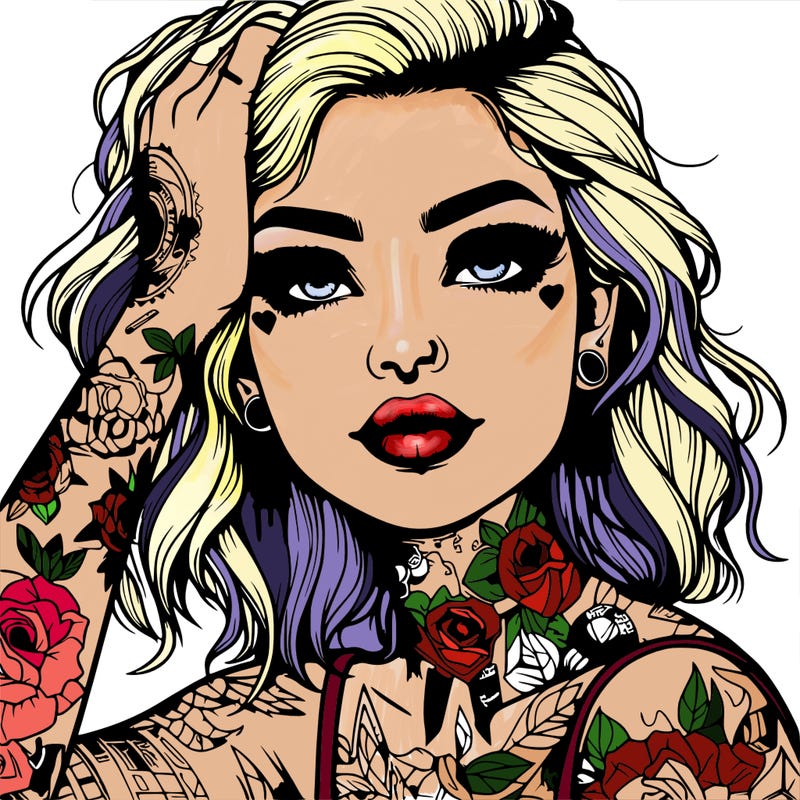 realistic girl with tattoos all over