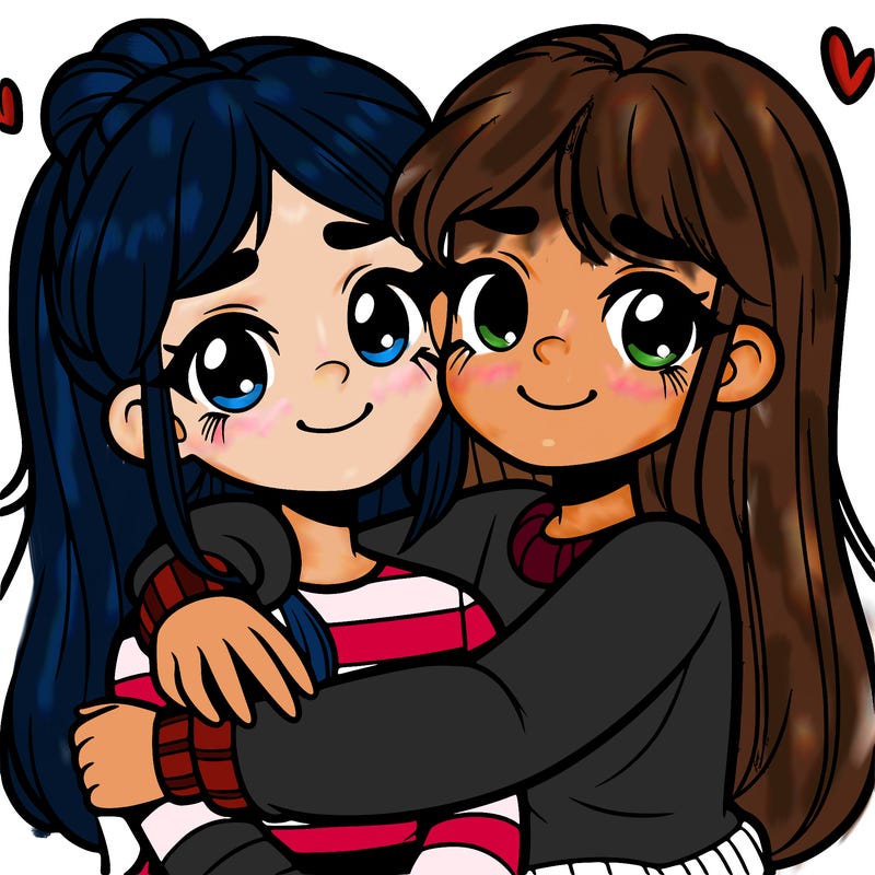 two girl best friends hugging