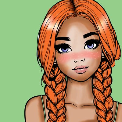 realistic girl with braids