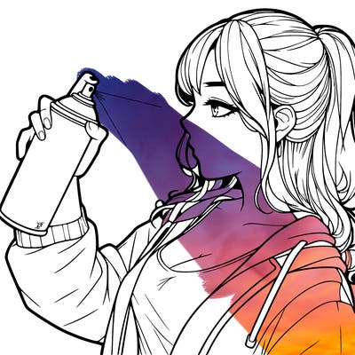 a realistic girl spray, painting