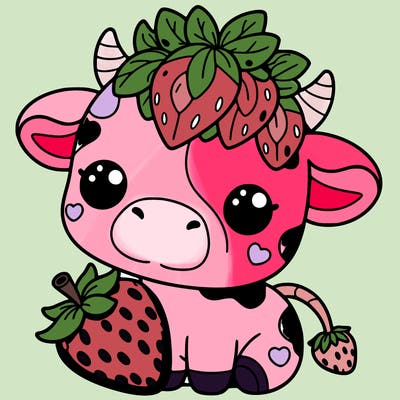 cute strawberry cow