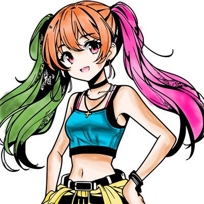 anime girl wearing crop top