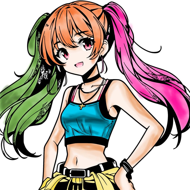 anime girl wearing crop top