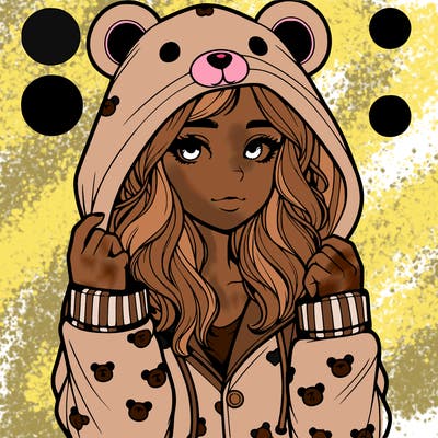 realistic girl in a animal pjs hoodie