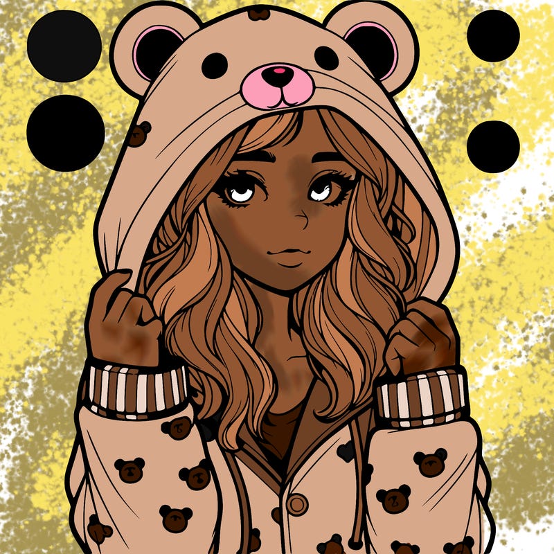 realistic girl in a animal pjs hoodie