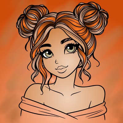 beautiful woman with hair buns