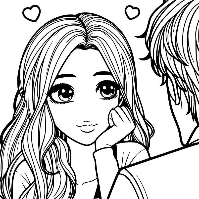 realistic girl staring at her crush