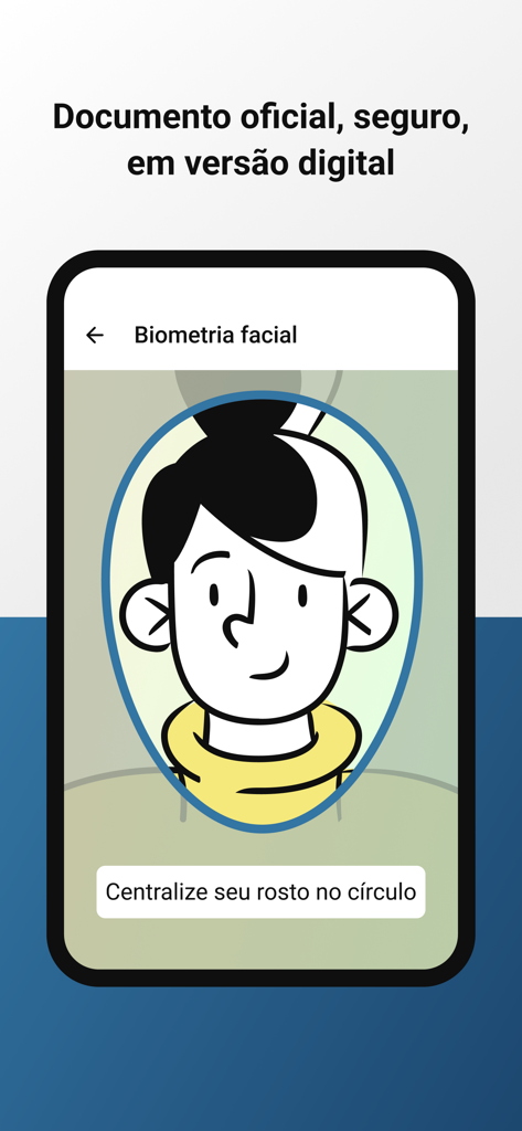 Facial recognition interface for the RG Digital SP app showing biometric verification