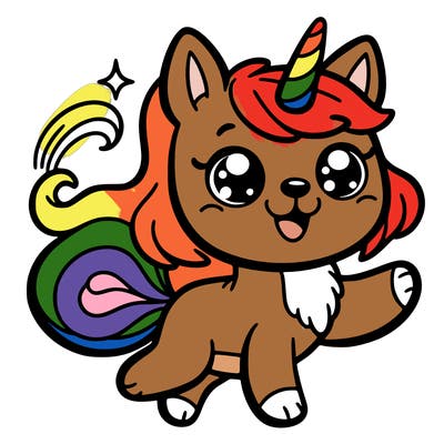 cute fun dog unicorn