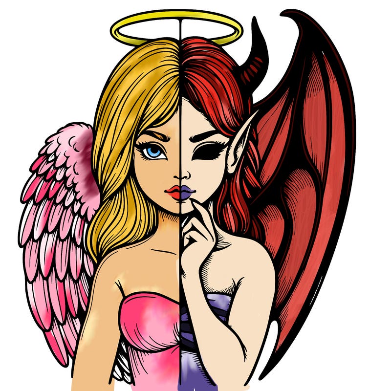 realistic angel half demon