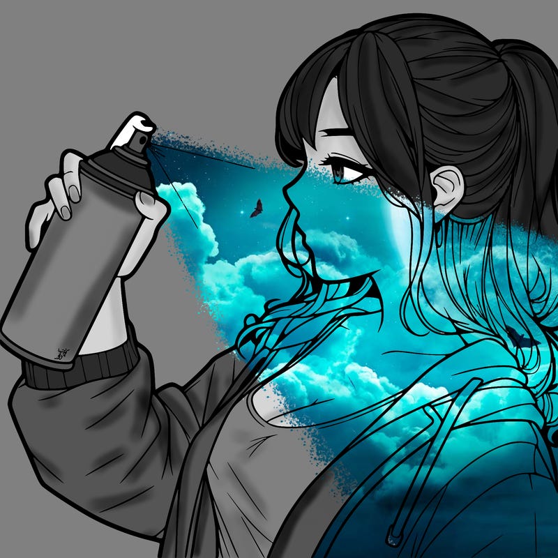 a realistic girl spray, painting
