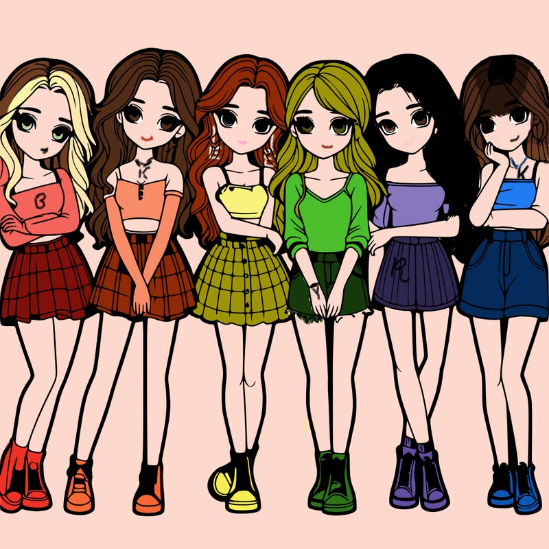a group of girls realistic