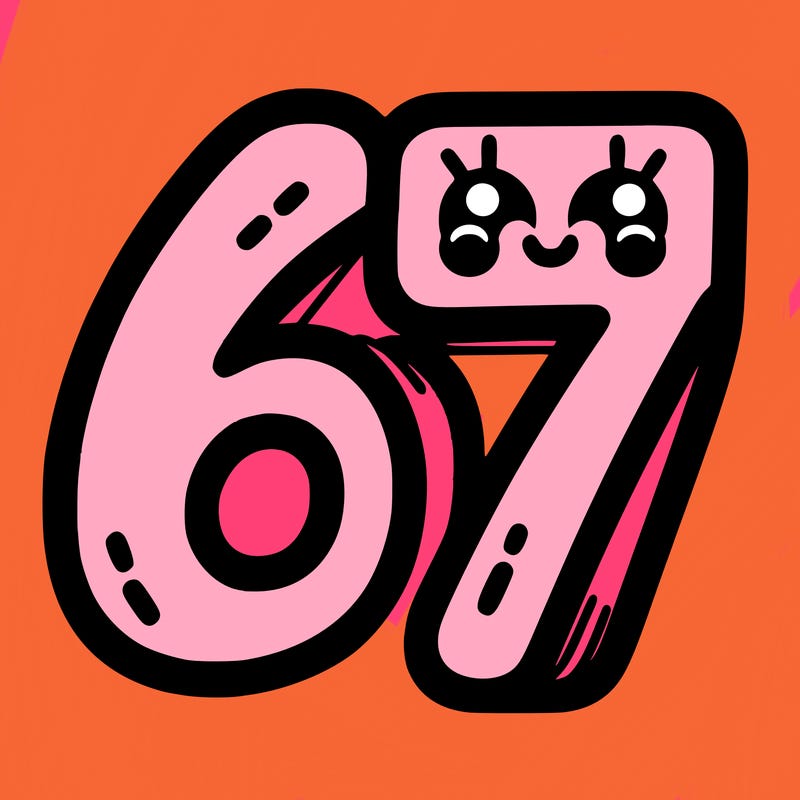 the numbers 67