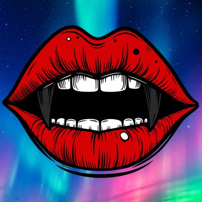 lips with vampire teeth