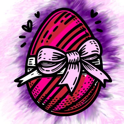 large chocolate egg with ribbon