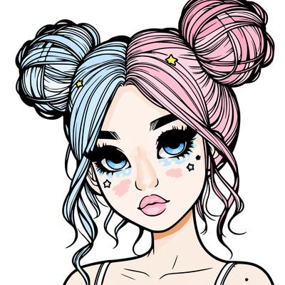 realistic girl with space buns