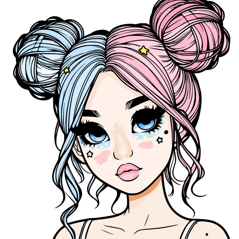 realistic girl with space buns