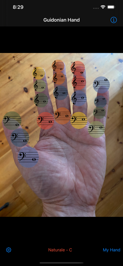 Guidonian Hand - The Guidonian Hand app using augmented reality to display musical notes and staves on a human hand