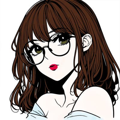 manga woman character with glasses and nice lips