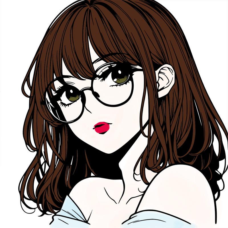 manga woman character with glasses and nice lips