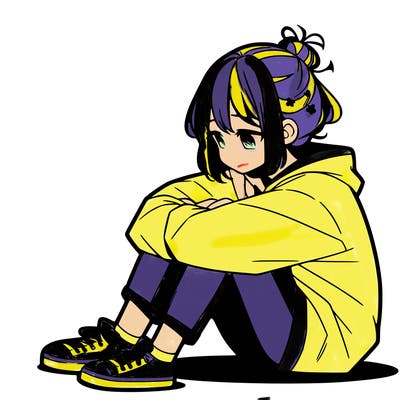 sad anime girl sitting alone