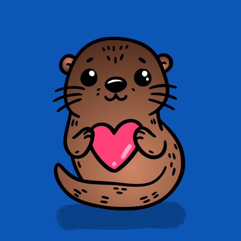 otter with a heart