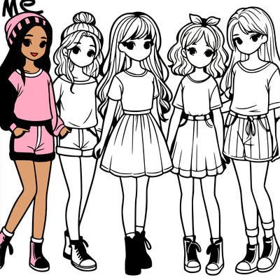 a group of five girls