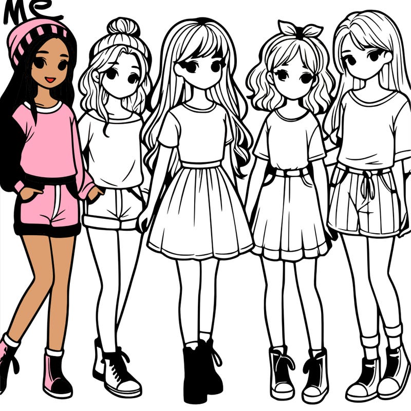 a group of five girls