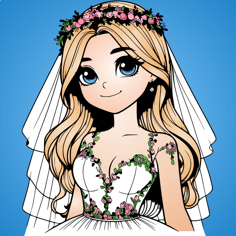 realistic girl in a wedding dress