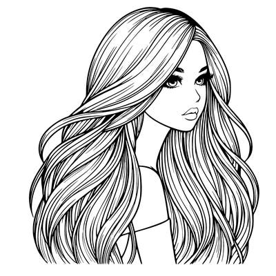 realistic girl with long realistic hair
