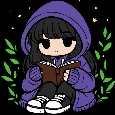 girl in oversized hoodie reading a book