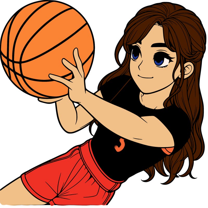realistic girl playing basketball