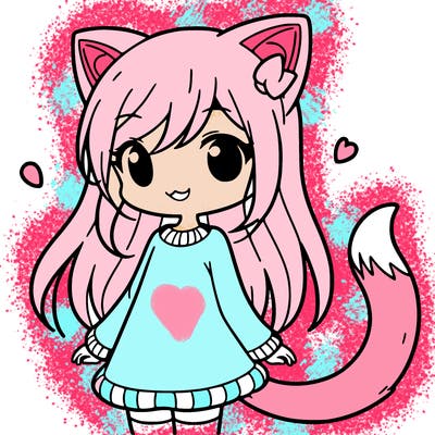 girl with cat ears and tail