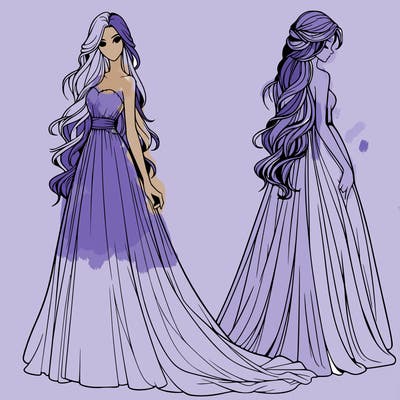 realistic woman with long flowing dress