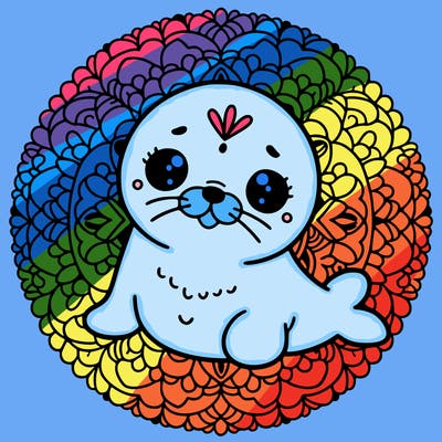 a cute baby seal mandala