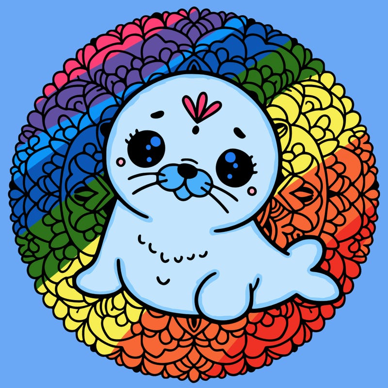 a cute baby seal mandala