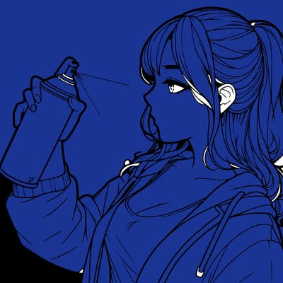 a realistic girl spray, painting